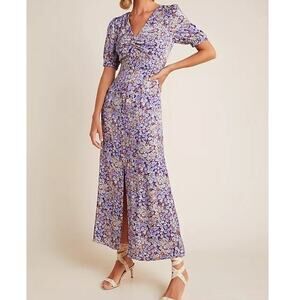 ANTHROPOLOGIE Patriza Maxi Dress Elegant Midi Size 10 Zip Back Silky Soft Lilac